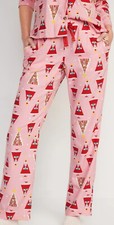 OLD NAVY Flannel Women Holiday Pajama PJ Bottoms Lounge Pants Santas Pink Medium