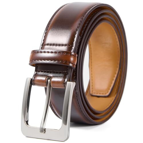 Amish Handmade Genuine USA Leather Dress Belt - Men's Sizes 32-60, 1 1/4" Width (Black Or Brown)