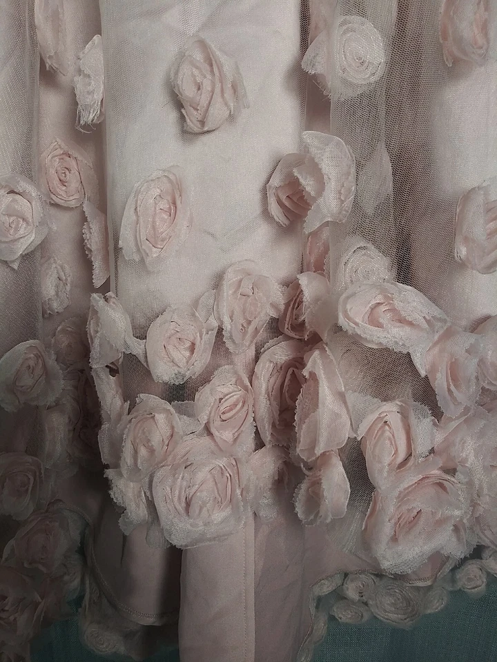 Monsoon Dress Girls 6 Roses 3D dusty pink blush rIvory Lace Sleeveless Hi Low - Image 4 of 4