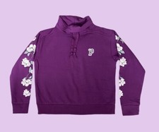 NWOT Victoria's Secret PINK Fleece Lined Women's Pullover Purple Flower