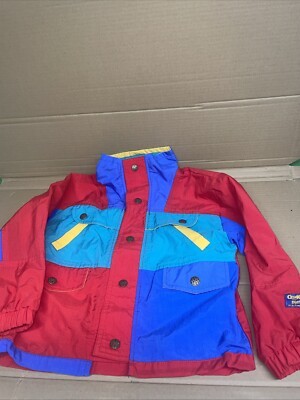 VTG Osk Kosh B Gosh Red Blue Yellow Color block 90s windbreaker Jacket Kids 5-6