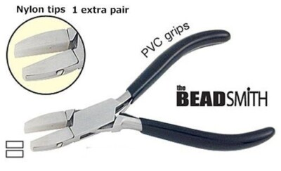 BeadSmith Nylon Jaw Pliers Flat Nose ~Scratch-Free Work +1 extra pr Tips PL566