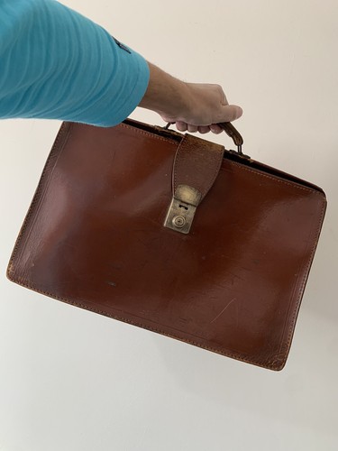 Large Vintage Leather Morreys Briefcase Made In England Document Bag Drs Case - 第 1/10 張圖片