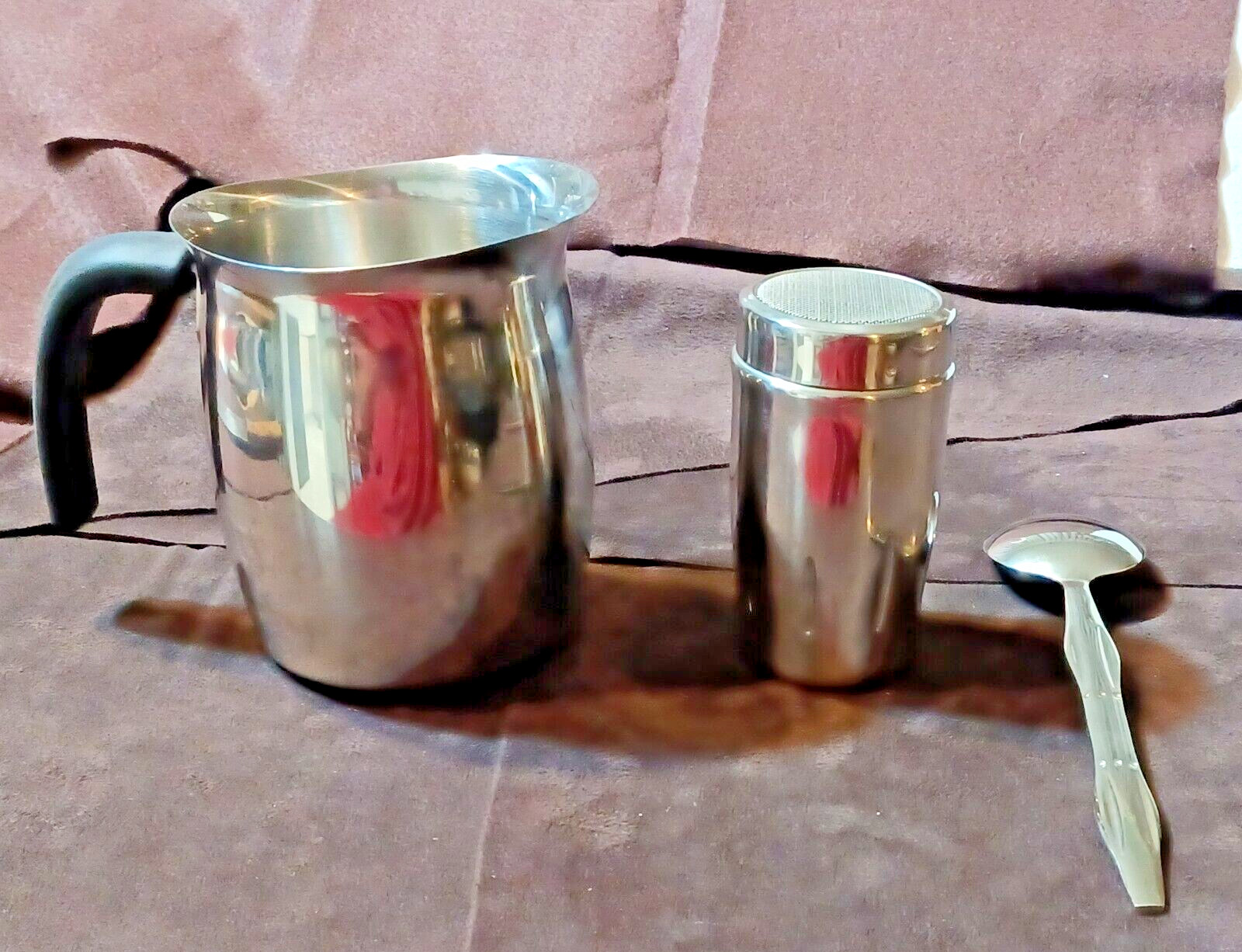 STARBUCKS Barista Set, Spoon, Pitcher, And Cinnamon Shaker, All Stainless Steel