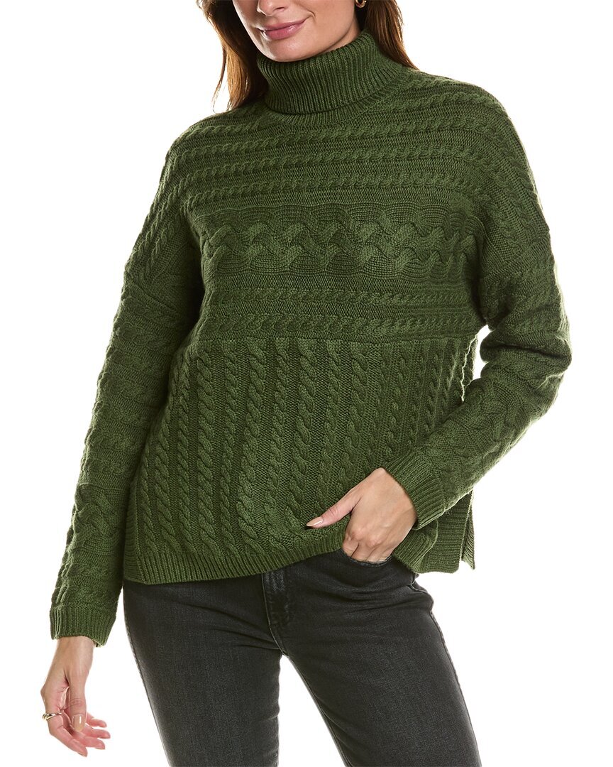 Женский свитер из смеси шерсти и кашемира Forte Cashmere Luxe с высоким воротом, зеленый