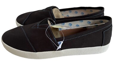 TOMS Women's Avalon Flats Slip On Sneaker Size Black Blue Stitch AT&T  New