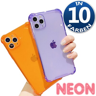 Silikon Case iPhone 6 7 8 X XS 11 12 Pro Max Mini Schutzhülle Neon Case Hülle