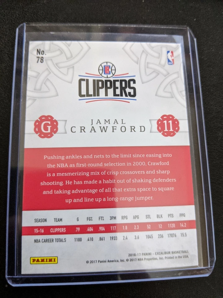 2016-17 Panini Excalibur Viscount #78 Jamal Crawford (BUY 10=FREE S/H) - Image 2 of 2