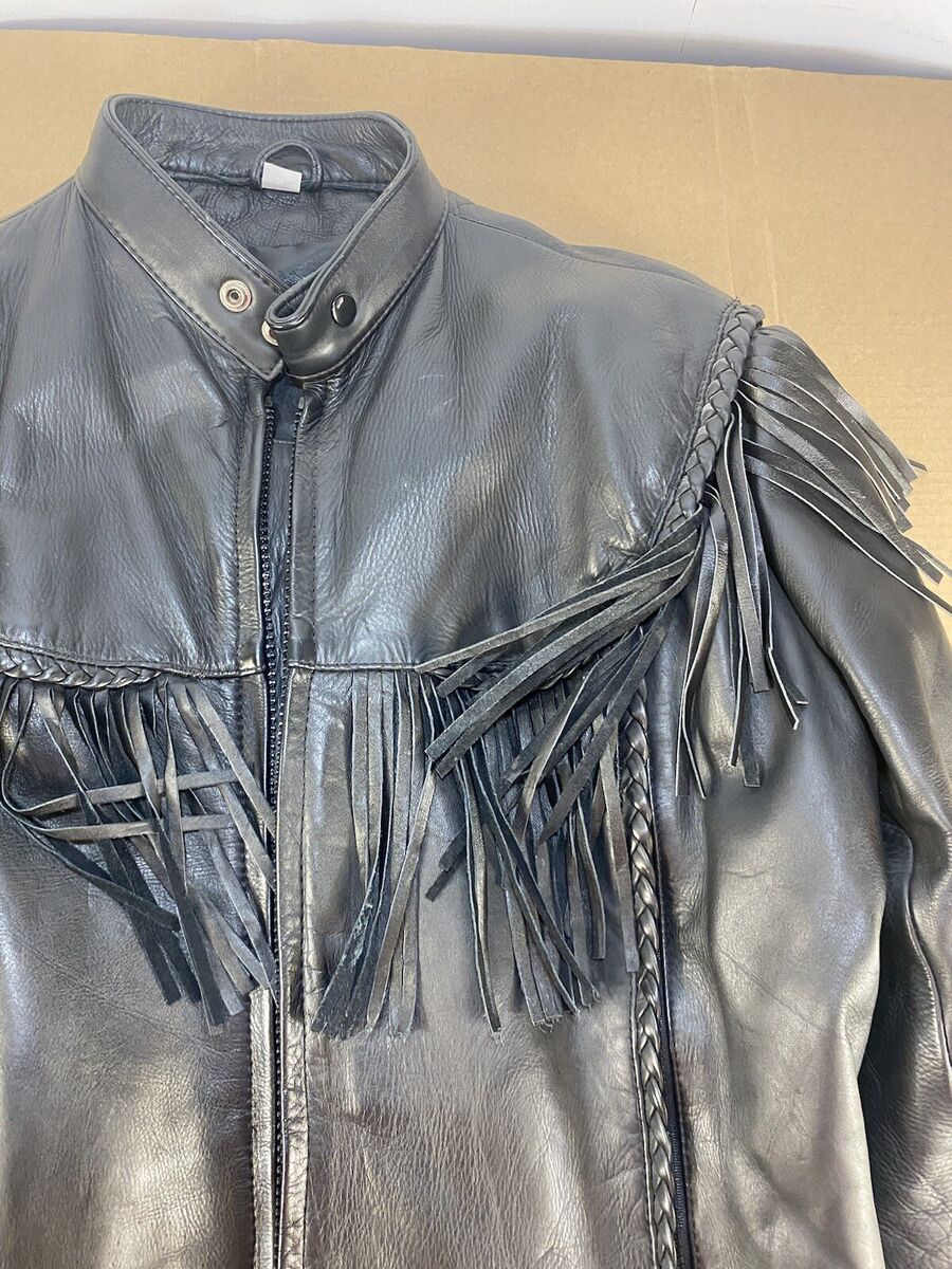 Vintage Thick 100% Genuine Leather Fringe Concho Jacket Vintage Thick 100% Genuine Leather Fringe Concho Jacket