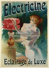 Electricine Elektrizit&auml;t Lucien Lefevre Luxus Jugendstil Plakat Plakate A3 346
