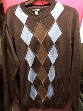 Apt 9 Mens Brown  Blue Argyle Sweater Size Large