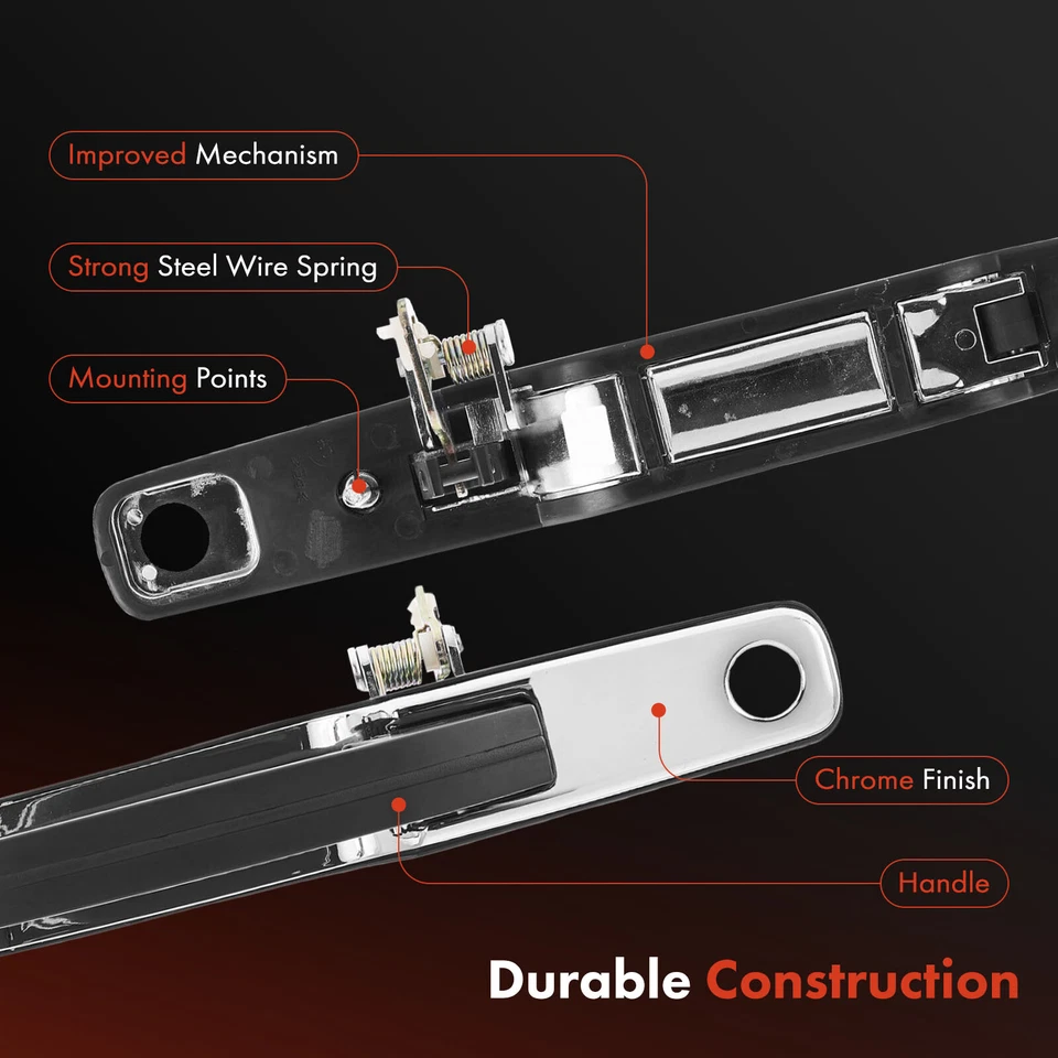 Manija de puerta exterior delantera izquierda cromada + cuero para Lincoln Town Car 1990-1997 Foto 4 de 4