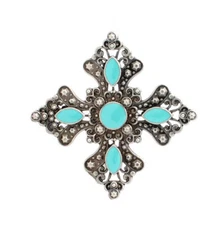 Turquoise and Antique Silver Flower Concho 1-1/4" 7213-03