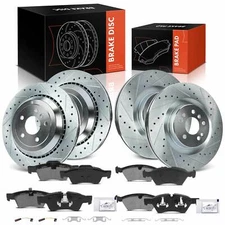 12x Front & Rear Drilled Brake Rotors & Ceramic Pads for Mercedes-Benz X164 W164