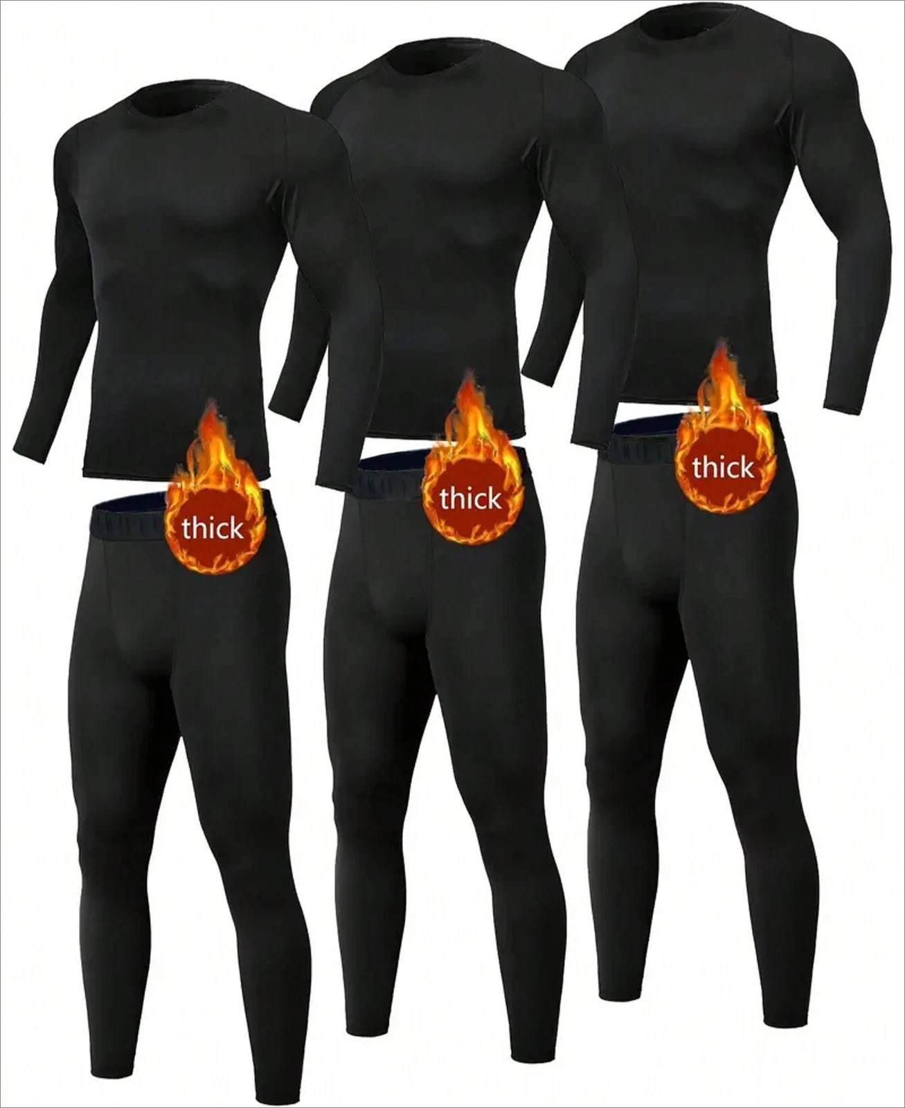 3 Sets Mens Black Thermal Top & Bottom Long Johns Ski Clothes Thermal Underwear
Opens in a new windo