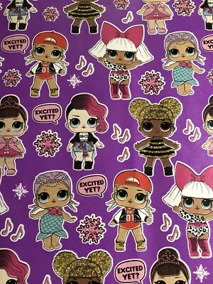 MGA LOL SURPRISE DOLLS Christmas WRAPPING PAPER Party Birthday 20 sq ft L.O.L.