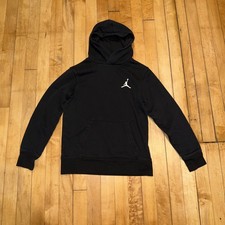 Jordan Brooklyn Fleece Pullover Hoodie Black Jumpman Kids Size M 10-12