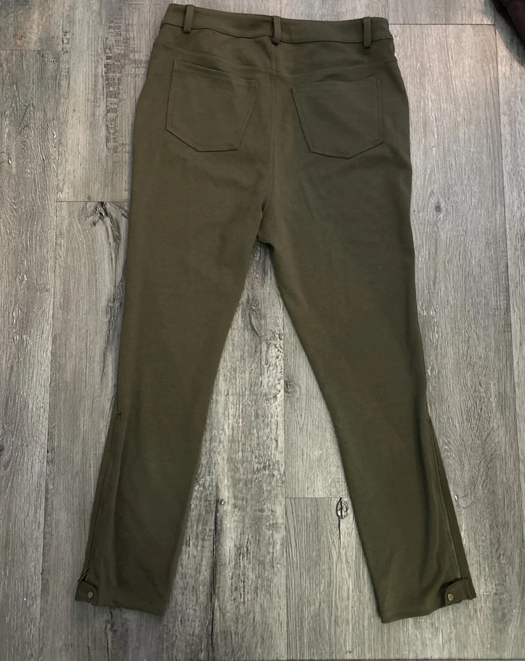 2 Pairs Leggings Sz 8 Lisa Rinna Pants Stretch brown and green Zippers A267488 - Image 3 of 4