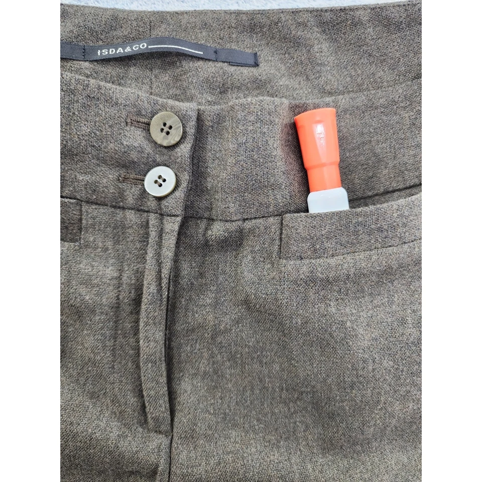 Pantalones Pantalones de tiro medio vintage años 90 ISDA & Co mezcla de lana talla 6 verde oficina Foto 2 de 4