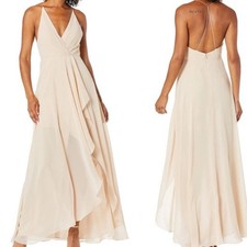 NEW Jenny Yoo $285 Farrah Chiffon Gown Sand Dune Sz 12