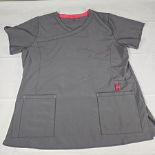 Carhartt FORCE Women's Scrub Top size XL Gray/pink V-Neck-chest