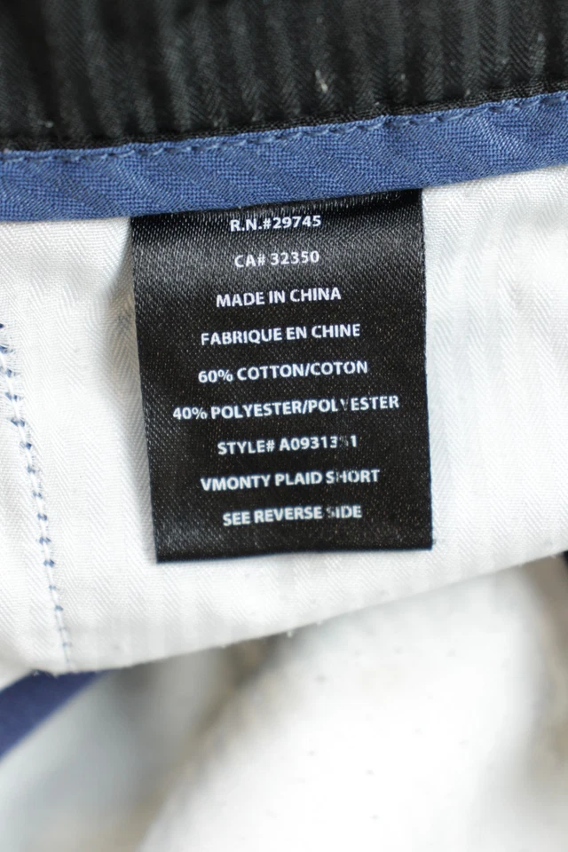 Volcom Shorts Mens 35 Blue Windowpane Cotton Blend on front center left leg - Image 4 of 4