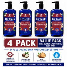 4 Pack Dr Teal  s Shea Butter Almond Oil Body Wash Pure Epsom Salt 24 fl oz