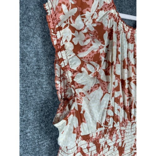 Maxi abito donna Old Navy floreale fumè XXL boho cottagecore terracotta estivo - Foto 4 di 16
