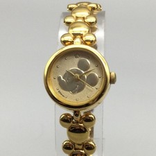 Disney Womens Watch 14mm Mickey Mouse Head Band Gold Tone New Battery 7.25"