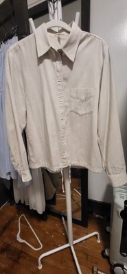 Escada Sport Light Beige Cotton Wool Drawstring Button Up SHirt M