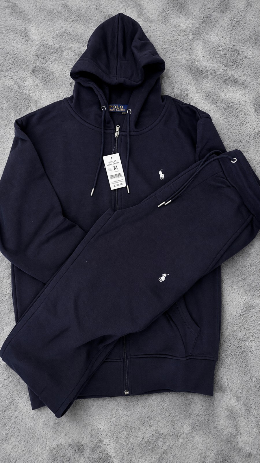Polo Ralph Lauren Navy Full Zip Hooded Logo Tracksuit Hoodie & Joggers M