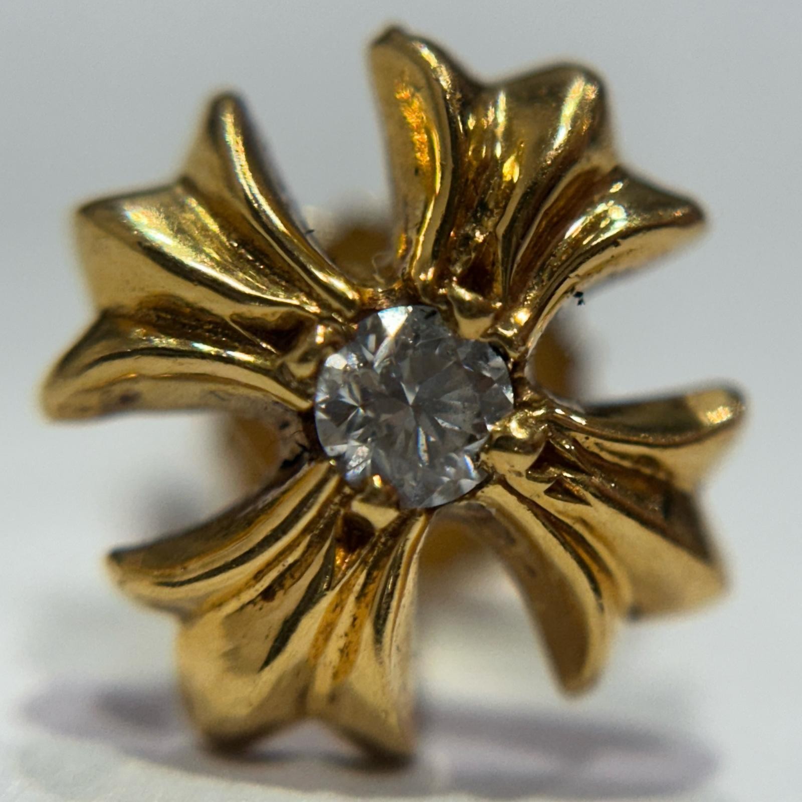 CHROME HEARTS 22K No2 CH PLS 1DIA CH Plus stud earrings with one diamond gol... thumbnail 3