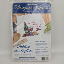 Dimensions Designer Apron Stamped Cross Stitch Embroidery Kit Drink Wine NIP