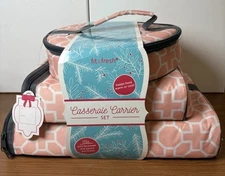 Fit & Fresh Pink Casserole Carrier Set Of 3 NEW Great For Church Wedding Reunion