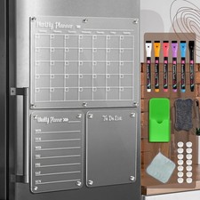 Acrylic Magnetic Dry Erase Board for Fridge  3 Pcs Transparent Planning Clear