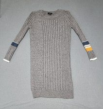 FATE~ Sweater Dress Cottagecore Crewneck Woman's Size SMALL Gray Ribbed Knit