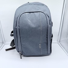 Gray DSLR Camera Backpack with USB Charging Port Padded Dividers Travel Bag