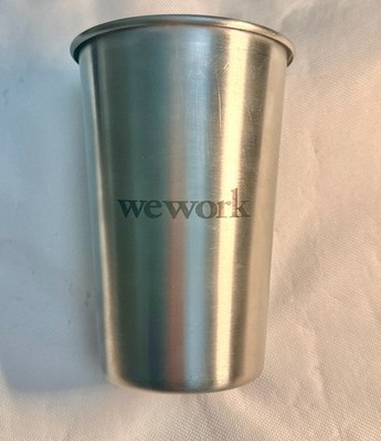WeWork Aluminum Pint Cup with print ''Always Half Full'' - Used, Great Condition