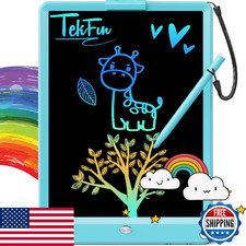 TEKFUN 10" LCD Writing Tablet Drawing Pad Mess Free Doodle Board Kids Gift Blue