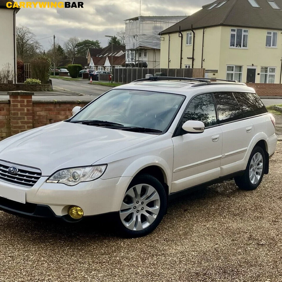 Barras transversales negras para Subaru Legacy Wagon 2003-2008 se adapta a rieles empotrados Foto 2 de 4