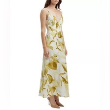 Bardot Women's Capri Printed V-Neck Maxi Slip Dress Green Floral Sz 8 NWT