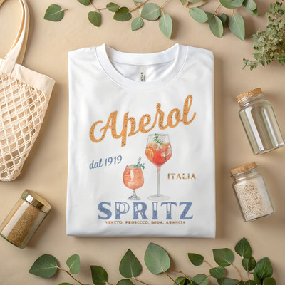 Aperol Spritz T-Shirt   Vintage Italian Cocktail Graphic Tee A481