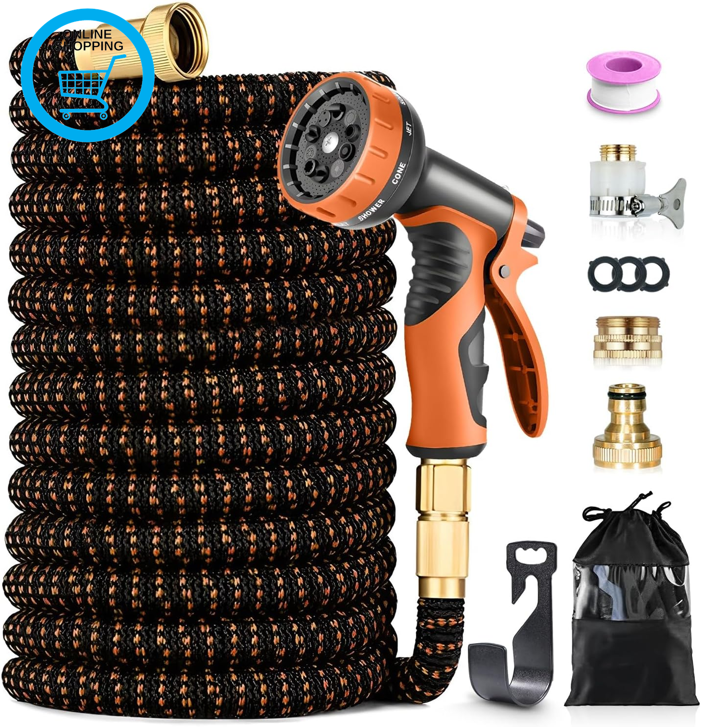 Expandable Garden Hose Pipe 150FT/45M, Flexible 3750D Fabric Water Hose with 10-