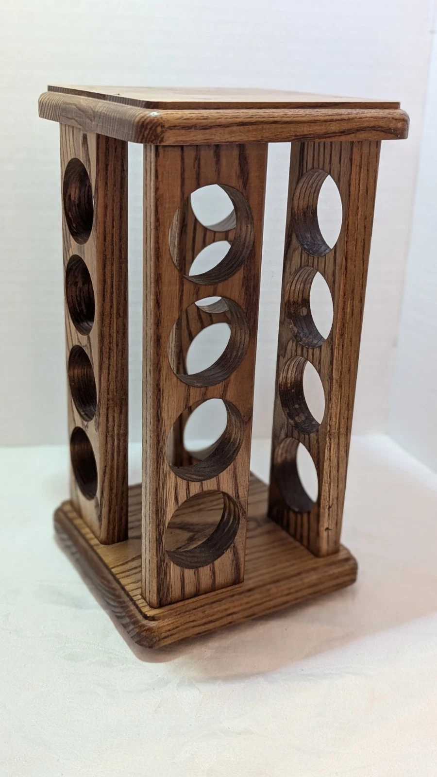 Vintage Cornwell Solid Oak Revolving Spice Rack Lazy Susan 16 Jar Wooden Caddy U