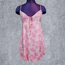Wild Fable Pink Floral Mini Dress Sleeveless Tie Front Smocked Back Medium NWT