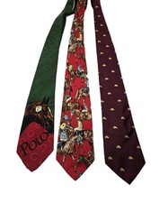 Three Ralph Lauren Polo Silk Ties Hand Made. 56" Jockey Horse Race
