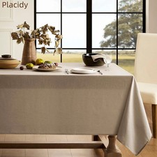 Khaki Linen Rectangle Tablecloth 60x84" Textured Burlap Tan Boho Farmhouse