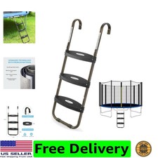 Trampoline Ladder, 3-Step Trampoline Steps with Horizontal Wide Steps, Skid-P...