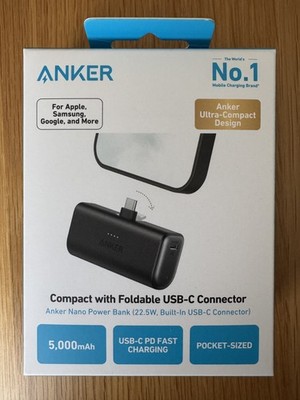 Anker Nano Powerbank 5000 mAh mit integriertem USB-C Stecker Schwarz NEU OVP