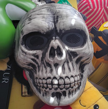 Black White Skull Full Face Plastic Costume Mask, One Size, Adjustable